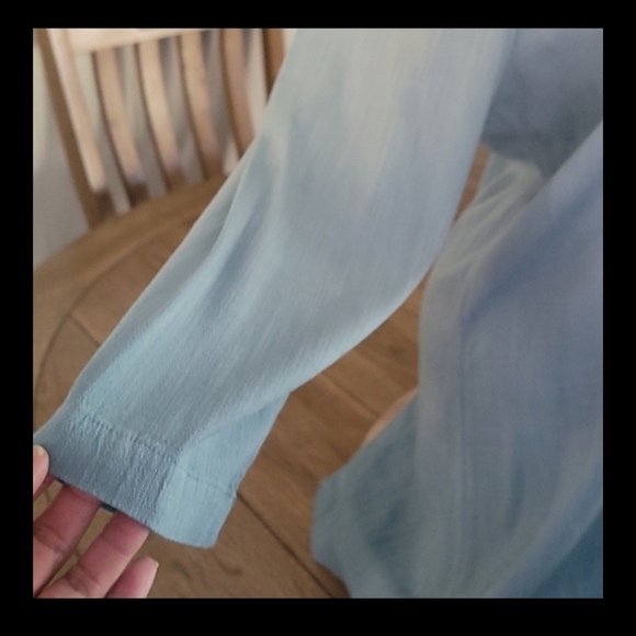 by JJ Ombre Asymmetrical Tunic Linen Look in 3 Shades of Blue 3/4 length sleeves - Picture 17 of 17